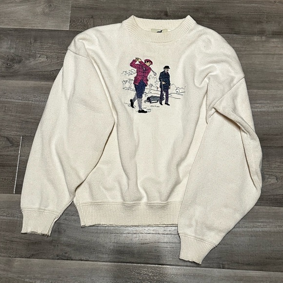 Winona Knits Other - Vintage USA Men's Cream Golf Graphic Crewneck Sweater